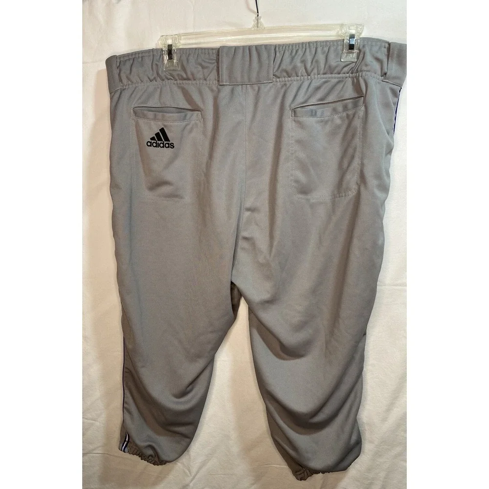 adidas Baseball Knee Length Pants‎ Grey With Purple & White Stripe Men's 3XL